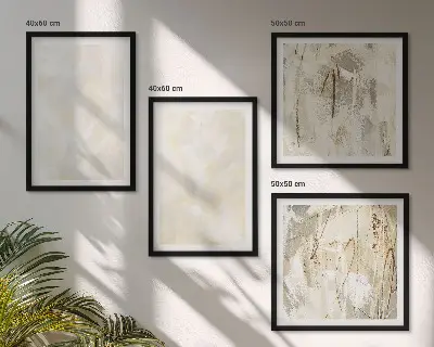 Set de 4 cuadros para salón con diseño de pintura de textura brillante