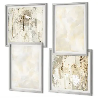 Set de 4 cuadros para salón con diseño de pintura de textura brillante
