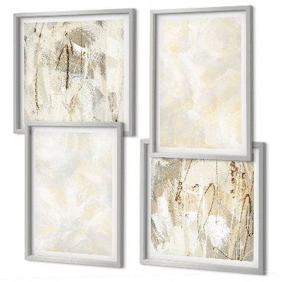Set de 4 cuadros para salón Diseño de pintura con textura brillante