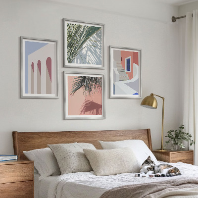 Set de cuadros modernos para salón Ilustraciones de arquitectura urbana