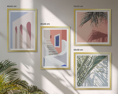 Set de cuadros modernos para salón Ilustraciones de arquitectura urbana