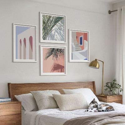 Set de cuadros modernos para salón Ilustraciones de arquitectura urbana