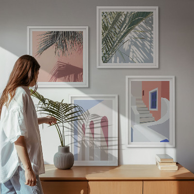 Set de cuadros modernos para salón Ilustraciones de arquitectura urbana