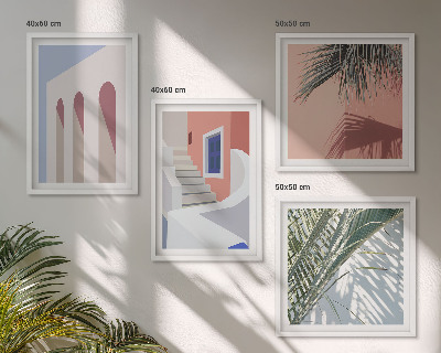 Set de cuadros modernos para salón Ilustraciones de arquitectura urbana