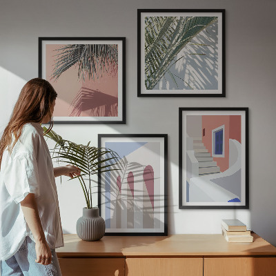 Set de cuadros modernos para salón Ilustraciones de arquitectura urbana