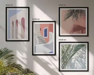Set de cuadros modernos para salón con ilustraciones de arquitectura urbana
