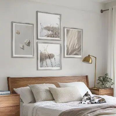 Set de 4 cuadros para salón con diseño de estructura en estilo bohemio