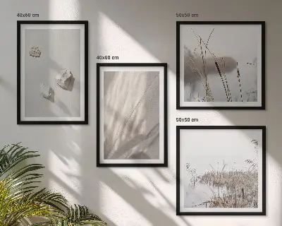 Set de 4 cuadros para salón con diseño de estructura en estilo bohemio