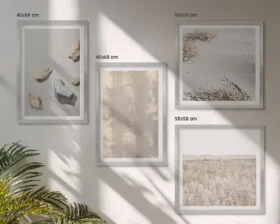 Galería de pared decoración con texturas naturales de estilo bohemio