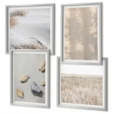 Galería de pared decoración con texturas naturales de estilo bohemio