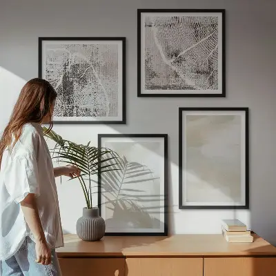Set de cuadros modernos para salón con diseño de textura de pintura minimalista
