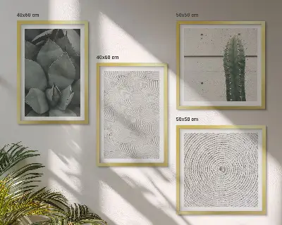 Set de cuadros modernos para salón con diseño de texturas veraniegas tropicales