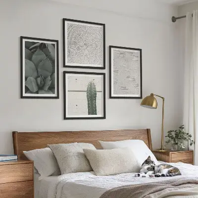 Set de cuadros modernos para salón con diseño de texturas veraniegas tropicales