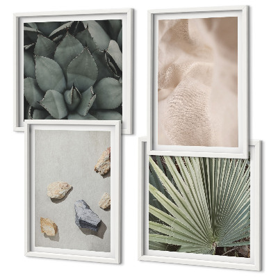 Set de 4 cuadros para salón Texturas de tela de madera y piedras
