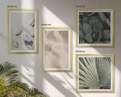 Set de 4 cuadros decorativos para salón con diseño de texturas de madera y piedras