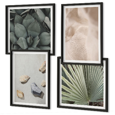 Set de 4 cuadros para salón Texturas de tela de madera y piedras