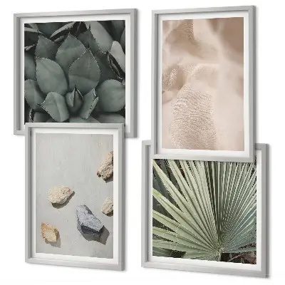 Set de 4 cuadros decorativos para salón con diseño de texturas de madera y piedras
