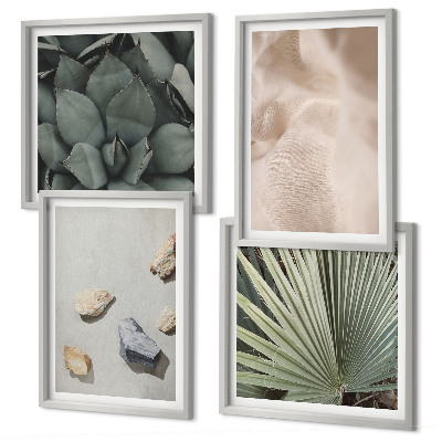 Set de 4 cuadros para salón Texturas de tela de madera y piedras