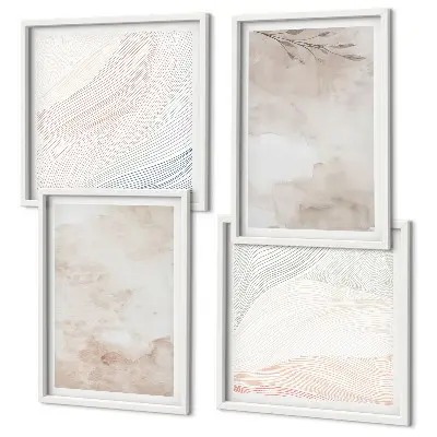 Set de cuadros modernos para salón diseño de hojas de acuarela en tonos pastel