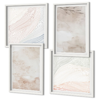 Set de cuadros modernos para salón Hojas de acuarela en pastel