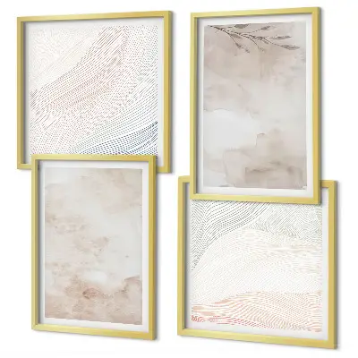 Set de cuadros modernos para salón diseño de hojas de acuarela en tonos pastel