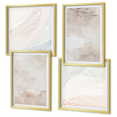 Set de cuadros modernos para salón Hojas de acuarela en pastel