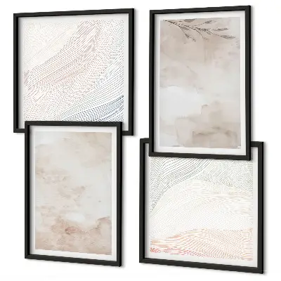 Set de cuadros modernos para salón diseño de hojas de acuarela en tonos pastel