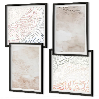 Set de cuadros modernos para salón Hojas de acuarela en pastel
