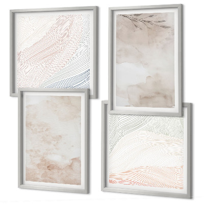 Set de cuadros modernos para salón Hojas de acuarela en pastel