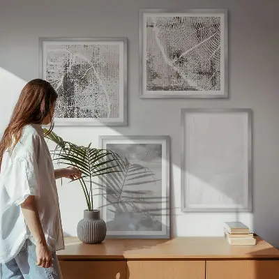 Set de cuadros modernos con diseño de formas abstractas para salón