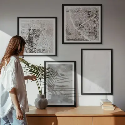 Set de cuadros modernos con diseño de formas abstractas para salón