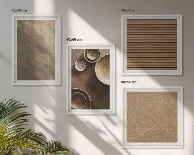 Set de 4 cuadros para salón con diseño de estructuras de piedra modernas