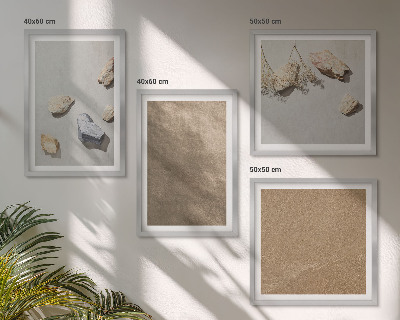Set de 4 cuadros para salón Estructuras naturales de piedras de playa