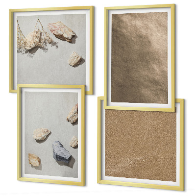 Set de 4 cuadros para salón Estructuras naturales de piedras de playa