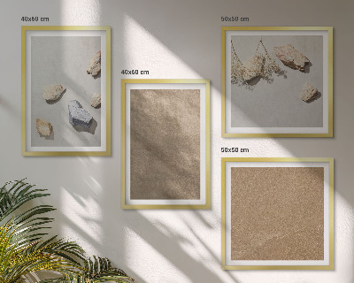 Set de 4 cuadros para salón Estructuras naturales de piedras de playa