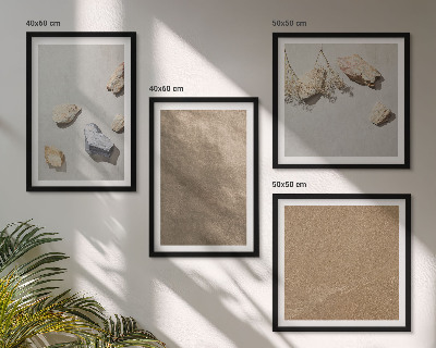 Set de 4 cuadros para salón Estructuras naturales de piedras de playa
