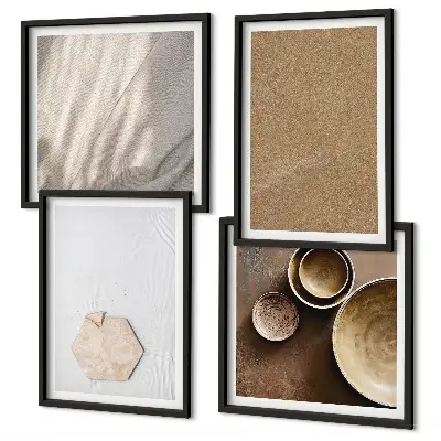 Galería de pared con texturas minimalistas en tonos cálidos