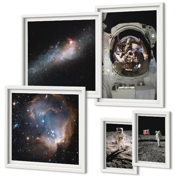 Pared galería de arte Astronautas aterrizando en la Luna