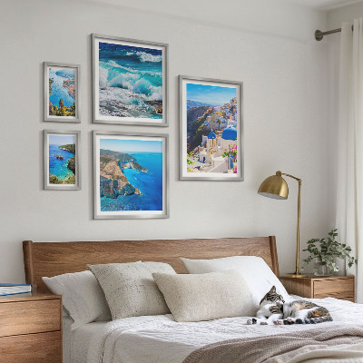 Set de 5 cuadros para salón Paisaje del mar Egeo
