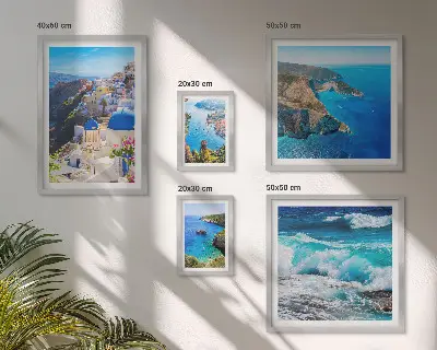 Set de 5 cuadros para salón con paisaje del mar Egeo