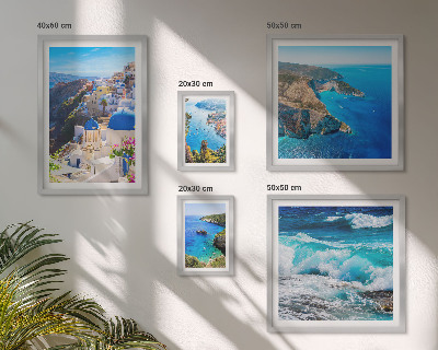 Set de 5 cuadros para salón Paisaje del mar Egeo