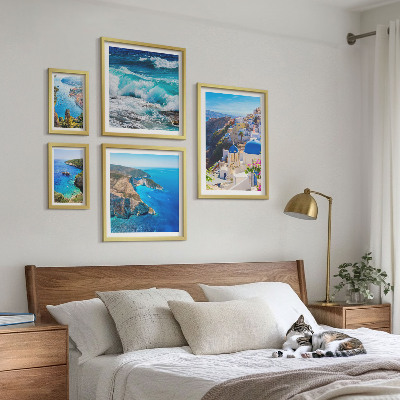 Set de 5 cuadros para salón Paisaje del mar Egeo