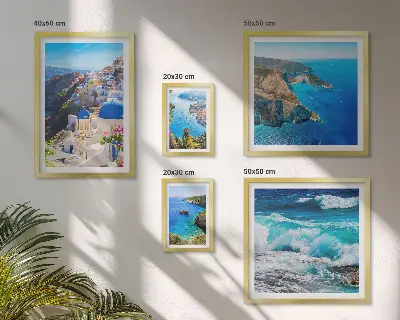 Set de 5 cuadros para salón con paisaje del mar Egeo