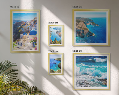Set de 5 cuadros para salón Paisaje del mar Egeo