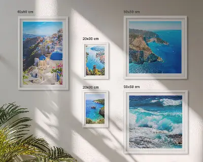 Set de 5 cuadros para salón con paisaje del mar Egeo