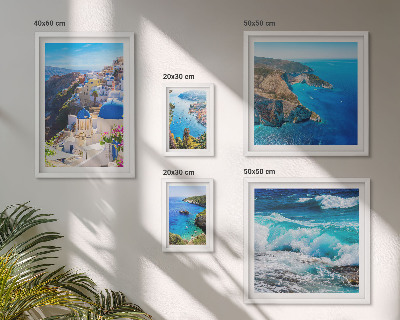 Set de 5 cuadros para salón Paisaje del mar Egeo