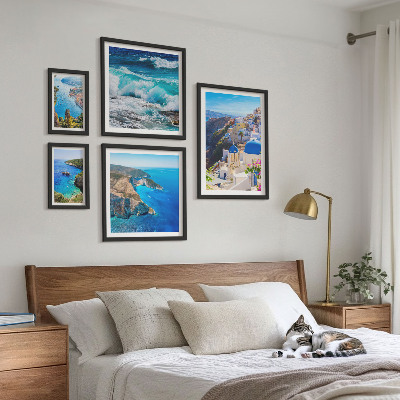 Set de 5 cuadros para salón Paisaje del mar Egeo