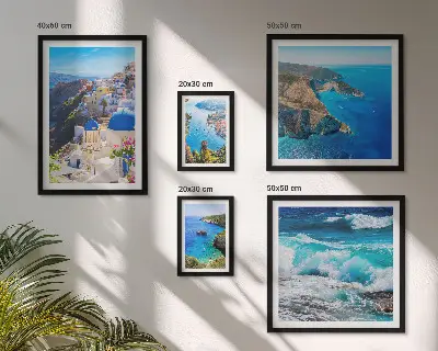 Set de 5 cuadros para salón con paisaje del mar Egeo