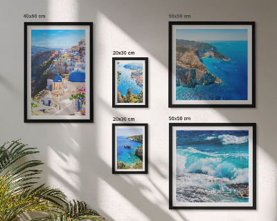 Set de 5 cuadros para salón Paisaje del mar Egeo