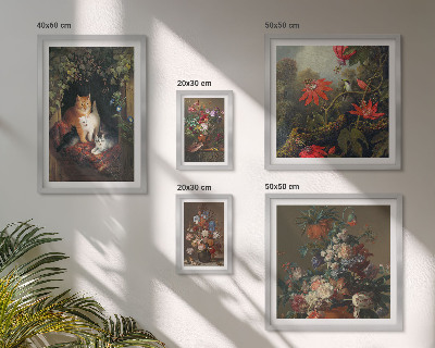 Pared galería de arte Gatos florales estilo vintage